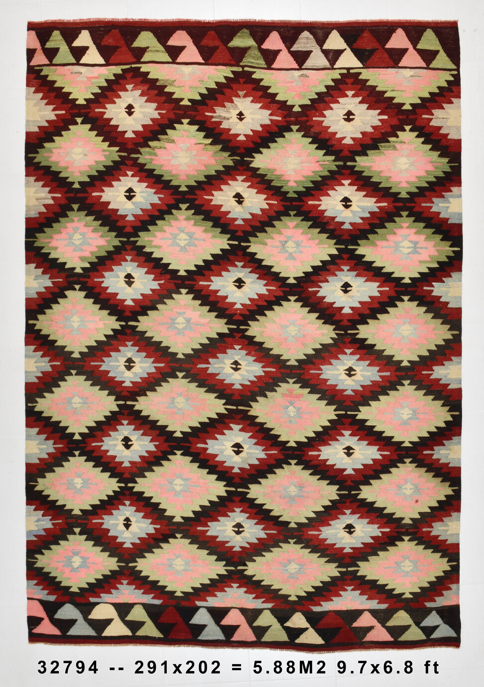 7x9 Modern Geometric Kilim Rug, 202x291Cm