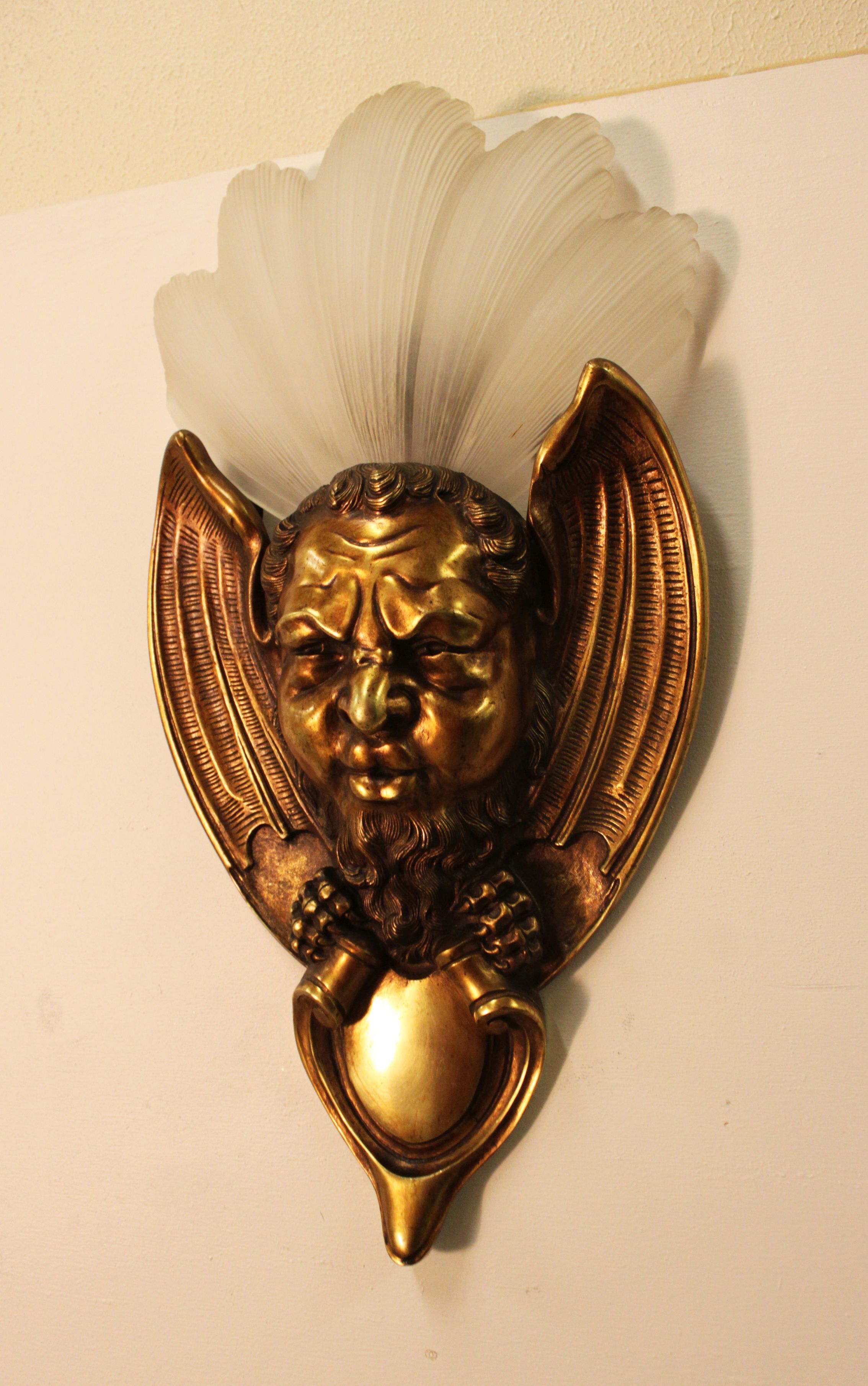 Pair of bronze wall lamps Art Deco style early twentieth century