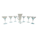 Coffret à cocktail en verre de Murano bleu clair composé de 6 verres et d'un pichet par La Murrina