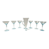 Coffret à cocktail en verre de Murano bleu clair composé de 6 verres et d'un pichet par La Murrina