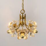 Large brass and crystal pendant light by Sische, Germany, 1970s.