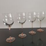 4 verres à eau Luminarc pieds rose