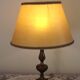 Spanish Vintage Brass Table Lamp With Beige Braided Plastic Shade 5555