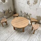 Circular elm coffee table from the 1950s