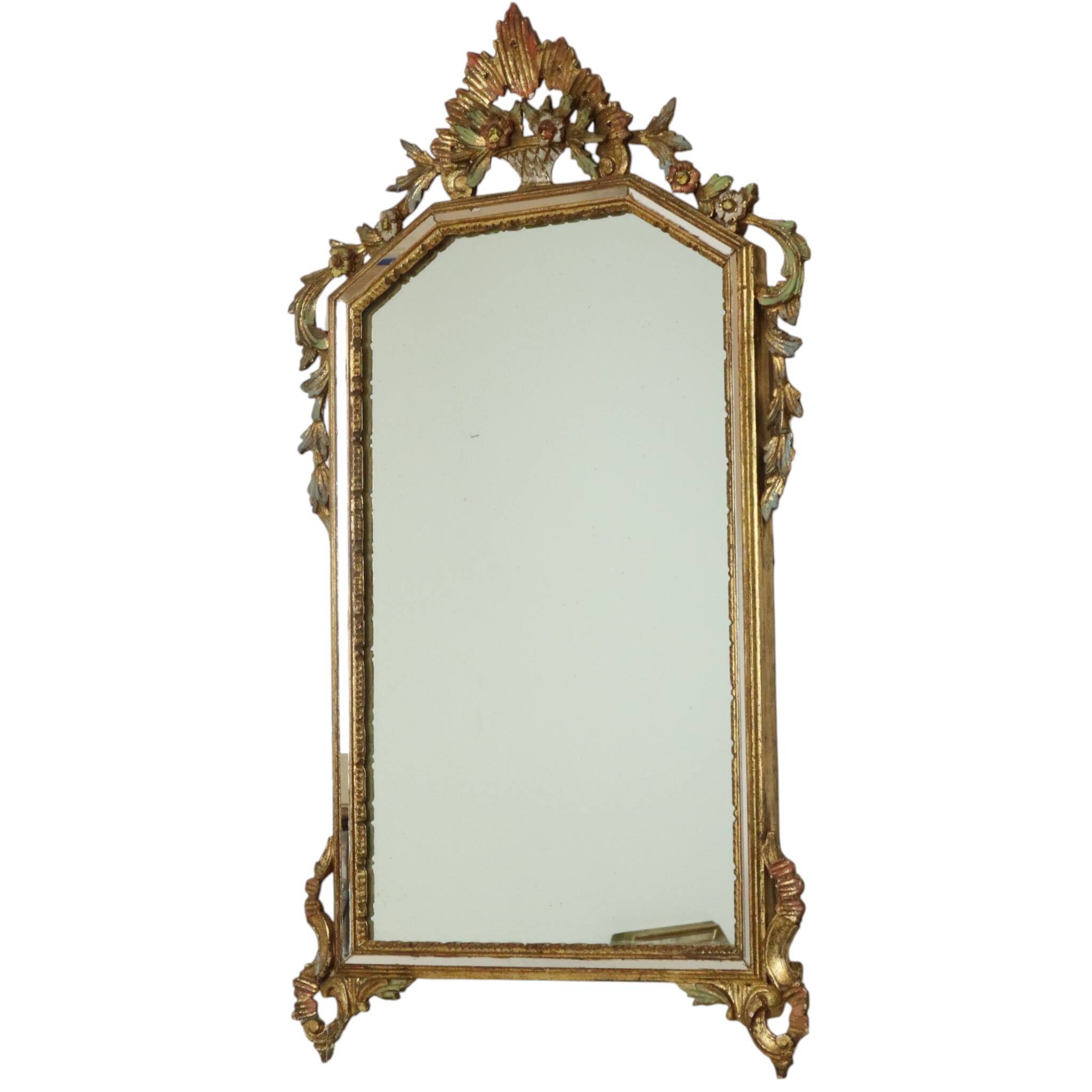 Classic Italian Gilt Crested Mirror by La Barge, 100 cm