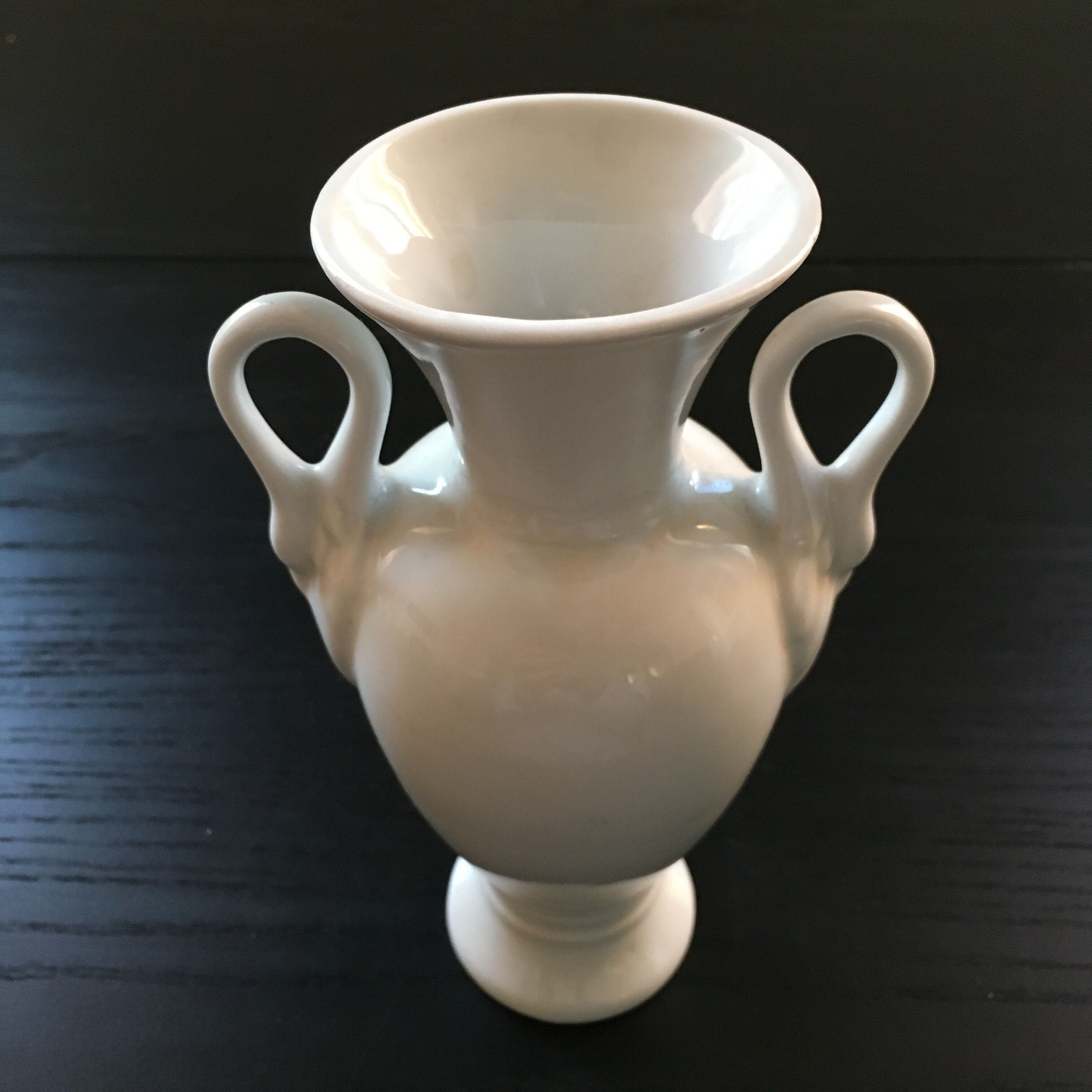 White vase swan handles