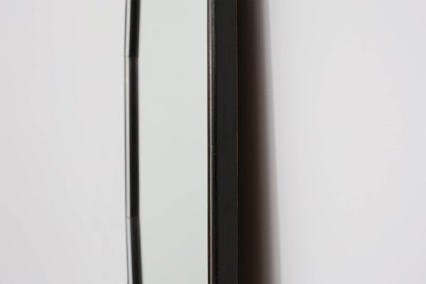 Miroir octogonal graphique du milieu du siècle avec cadre en bois noir et miroir,