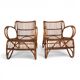 French Pair Vintage Rattan Bamboo Lounge Chairs, 1960