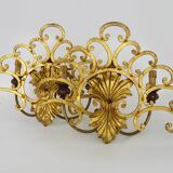 Large pair of Italian wall sconces in gilded wrought iron, 3 lights. 50