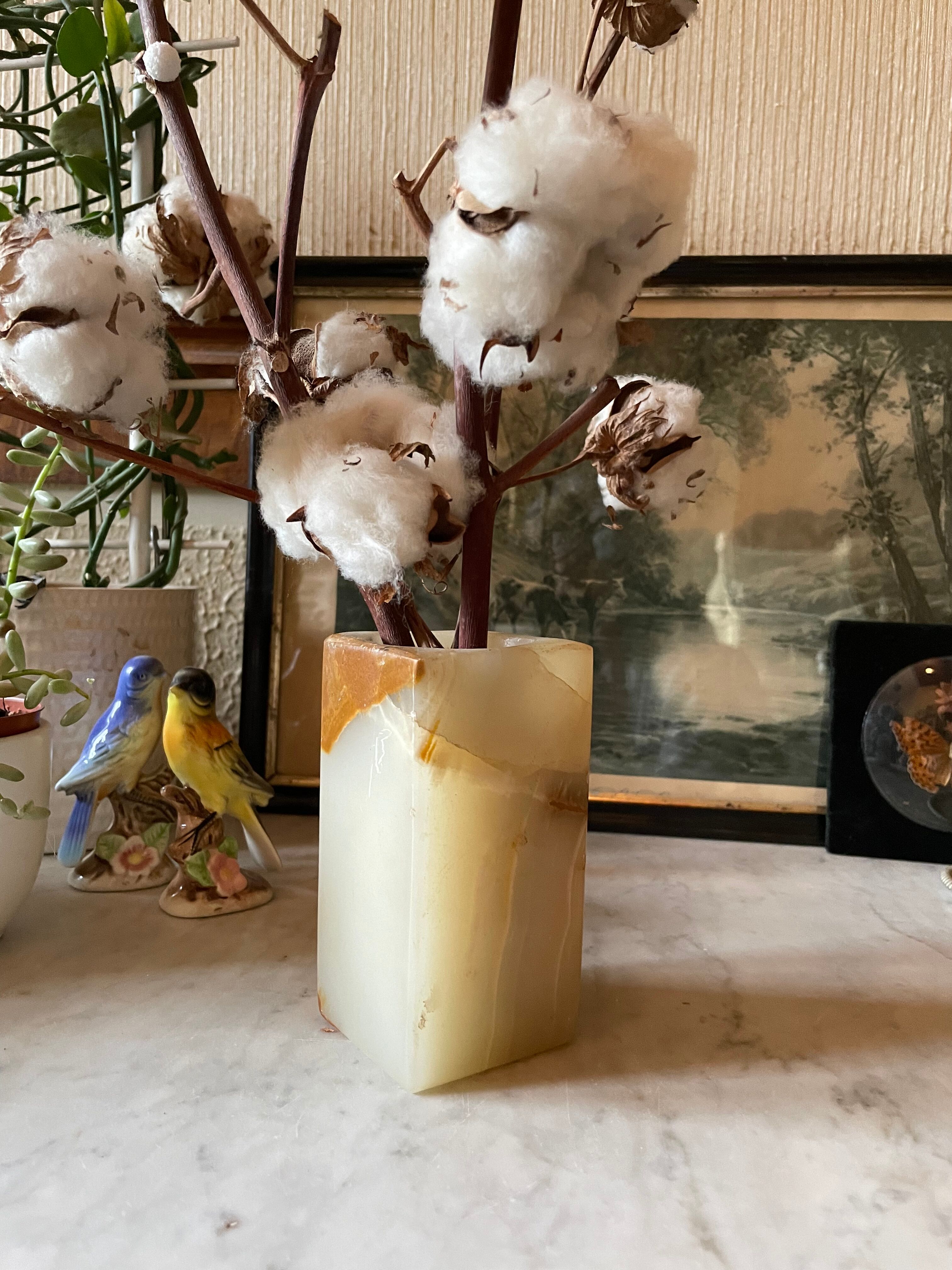 Rectangular alabaster vase