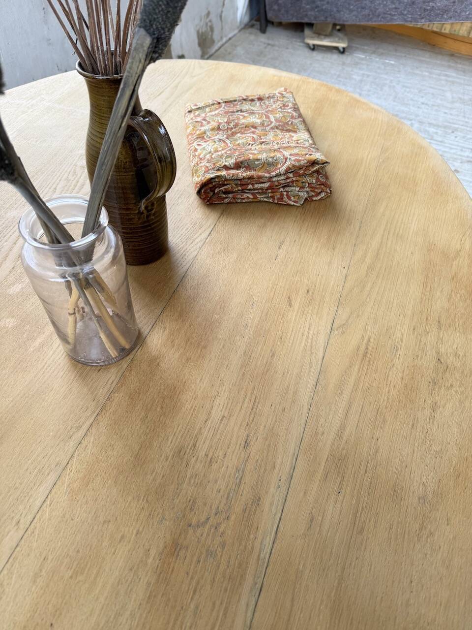 Oval farmhouse table oak 1960