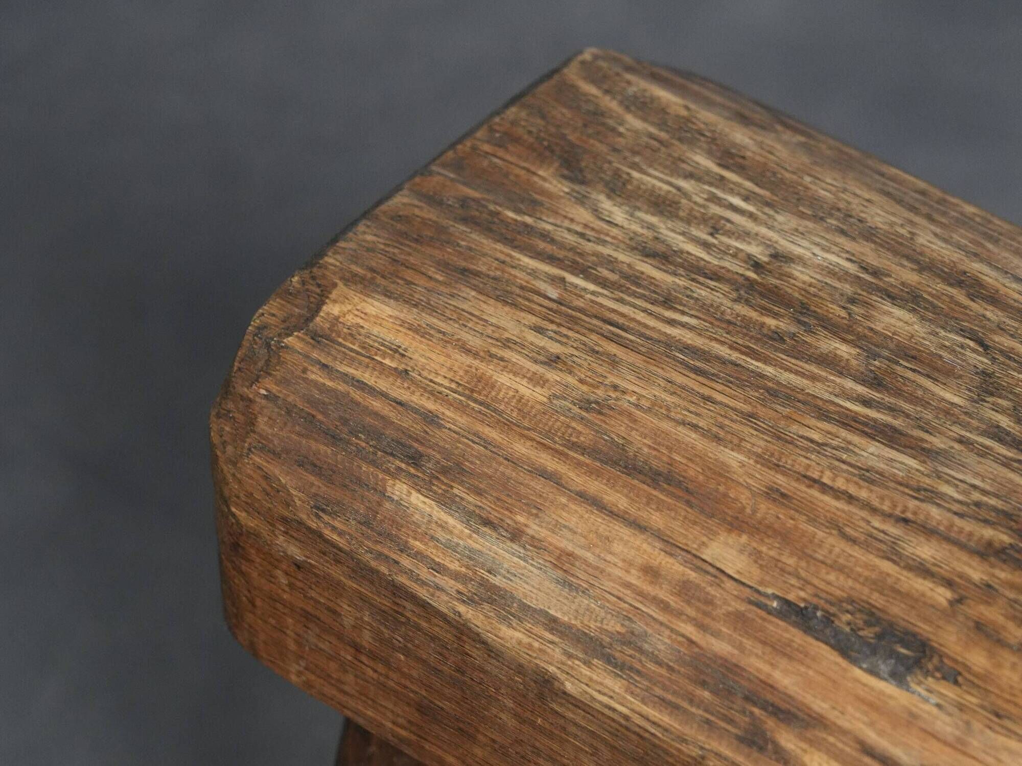 Robust primitive solid wood stool, Europe, 1970s