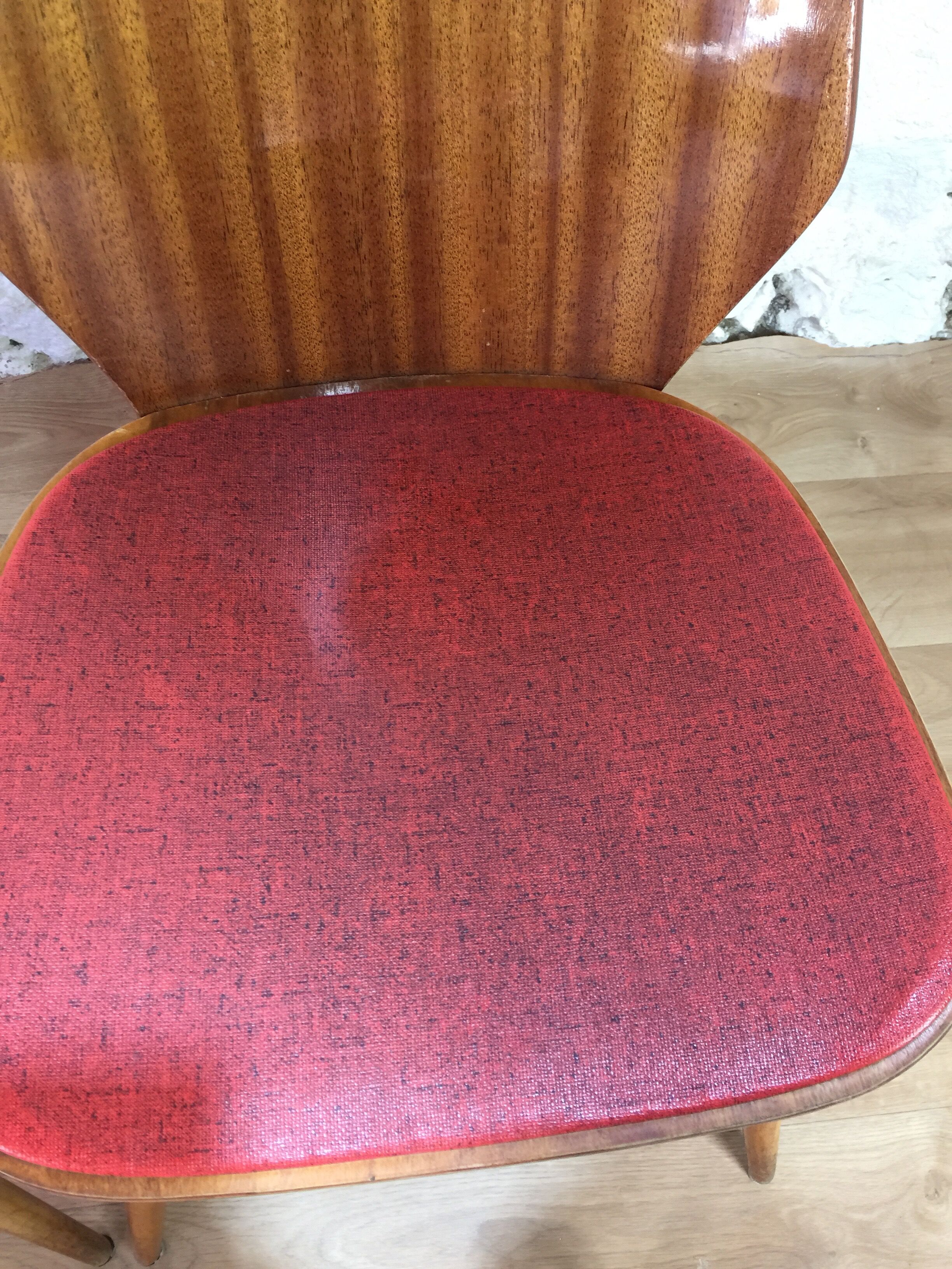 Lot of 4 chairs 1960s skai red compass feet