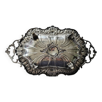 Silver-plated metal basket with beautiful carving