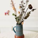 Vintage vase with handle Scandinavian ceramic Nittsjo Sweden