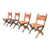 Set of 4 vintage brutalist chairs by Bram Sprij, Netherlands 1960s. in beech.
