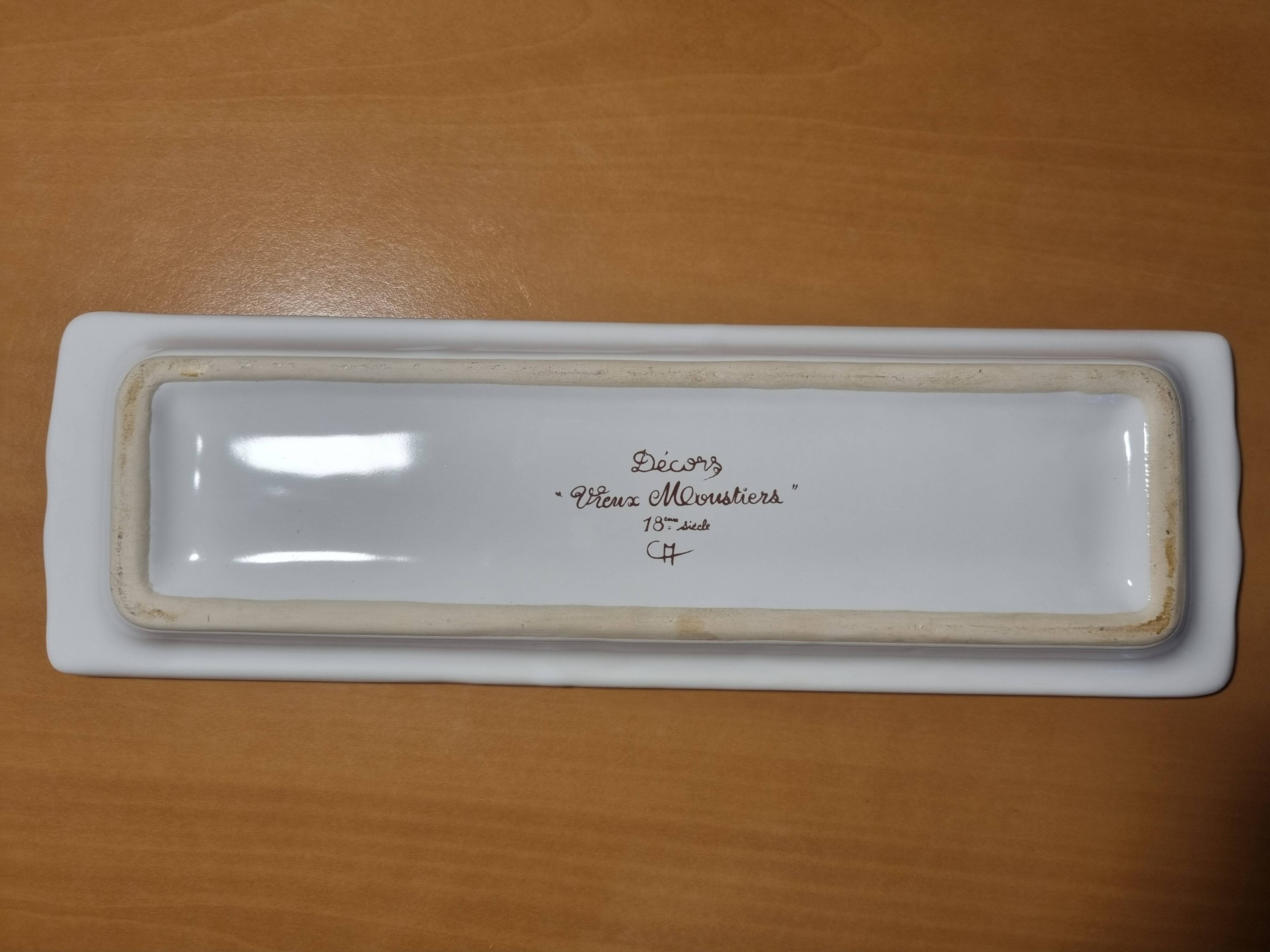 Spoon holder tray with old Moustiers decor