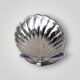 Vintage shell butter dish in stainless steel and cobalt blue glass