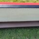 Vintage sofa 3 places convertible, red fabric and black skaï.1960s.