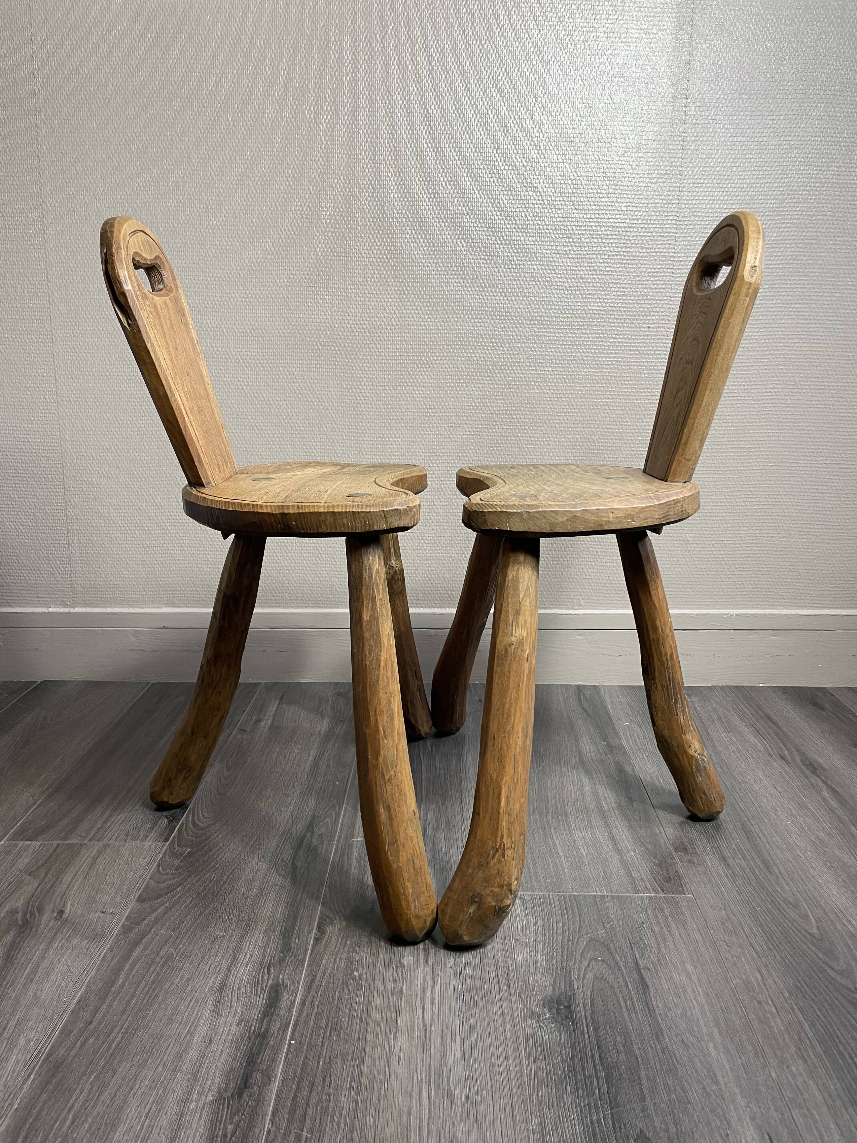 Pair of solid wood farmhouse stools