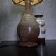 Large vintage Accolay lamp with flamed ceramic and metal shade.