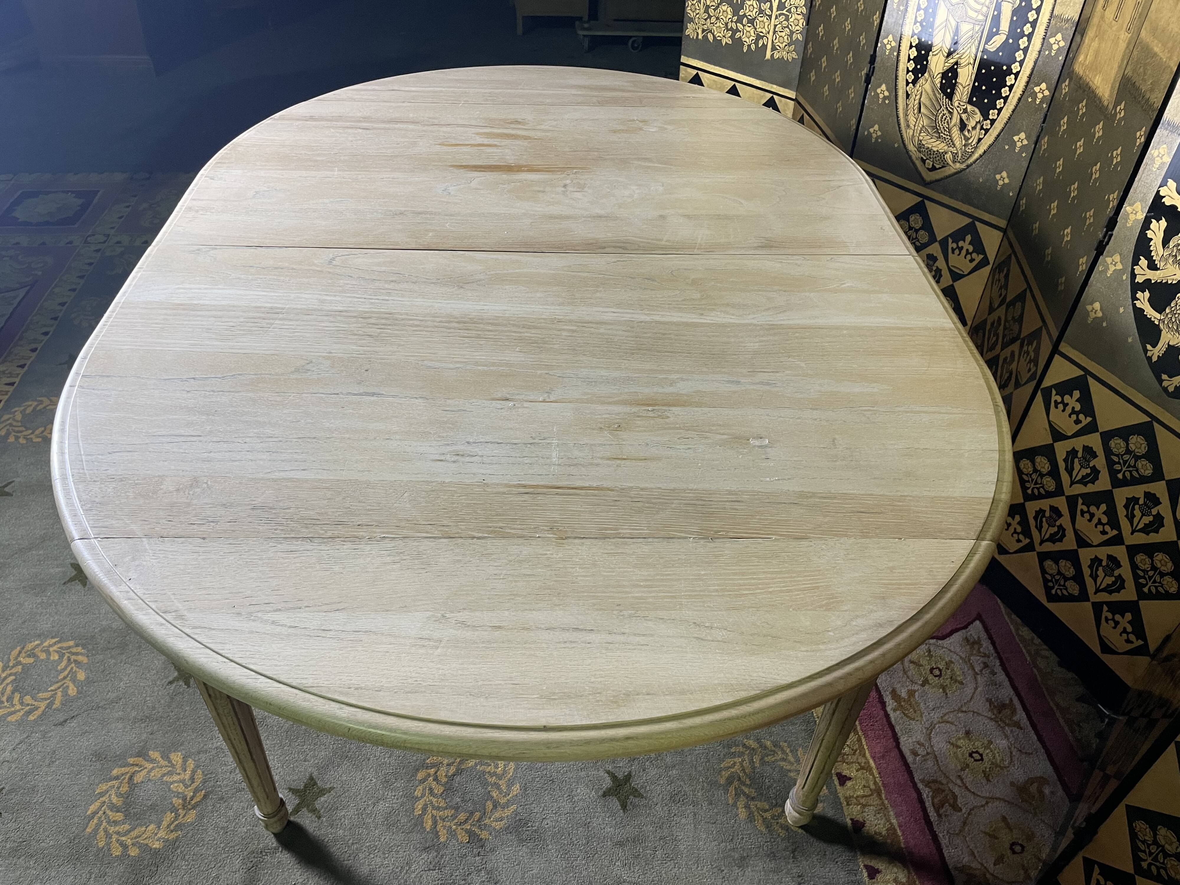 Louis XVI style dining table solid oak with 2 extensions