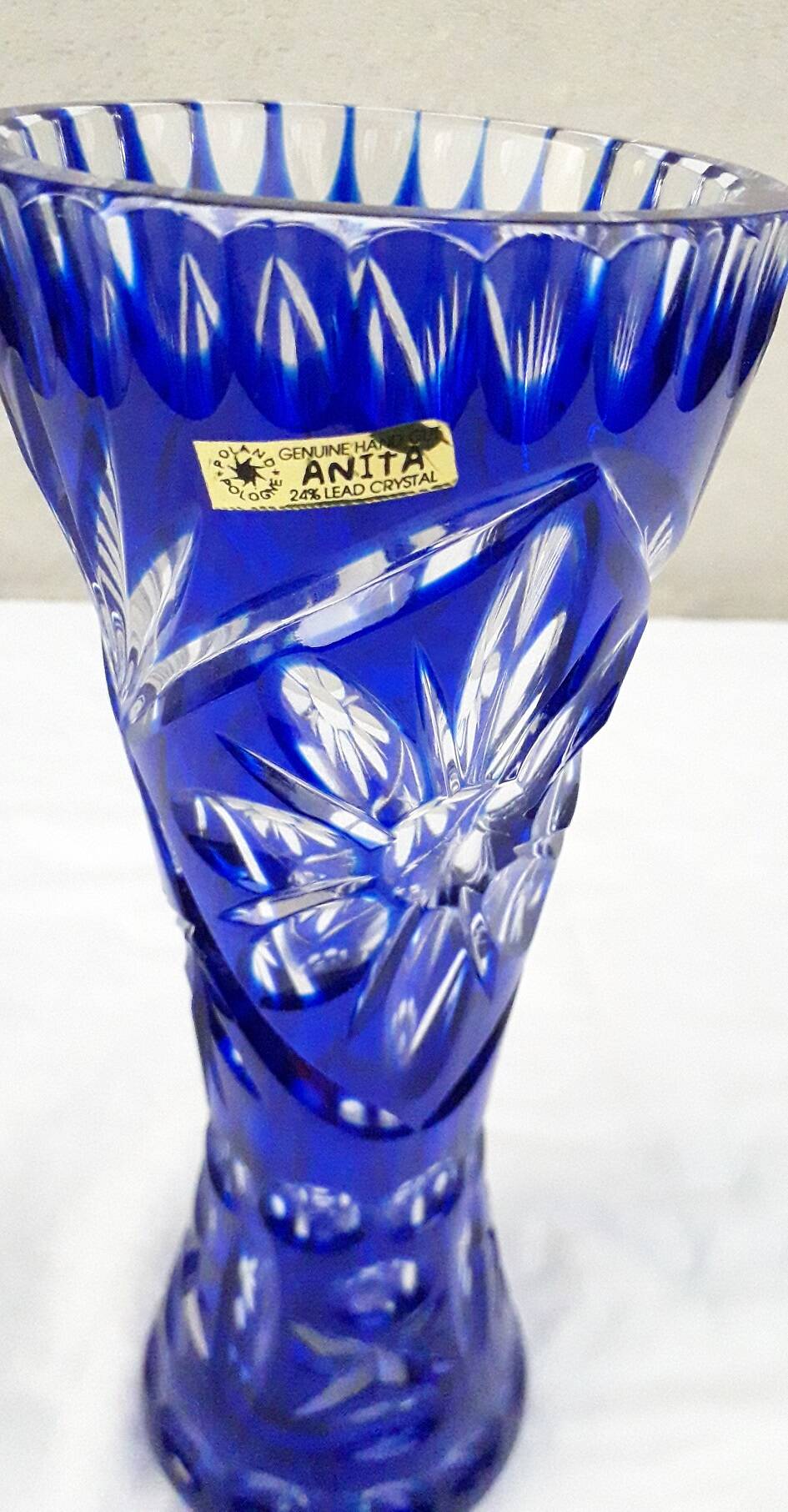 Blue crystal vase