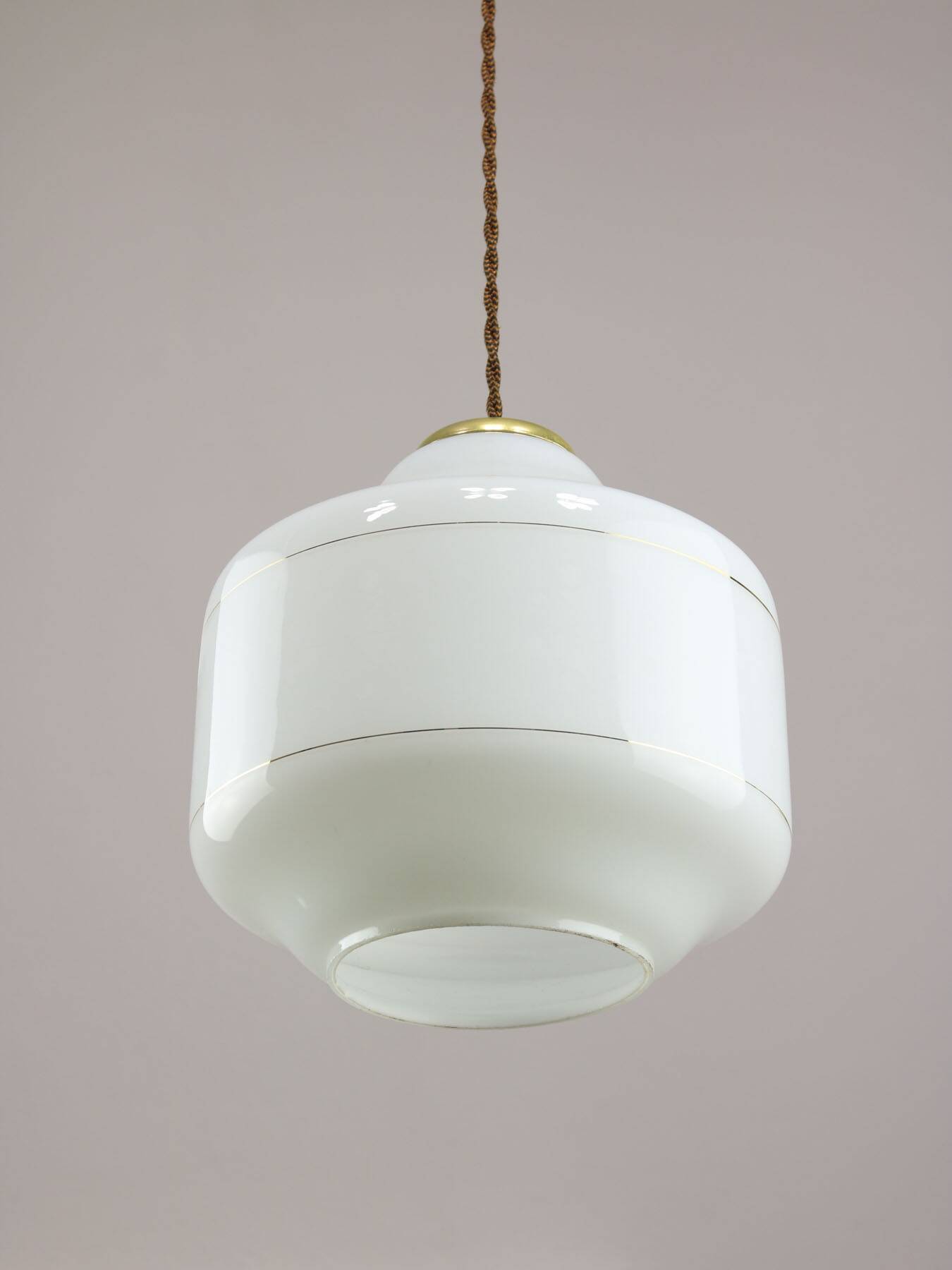 Mid-Century Italian Opaline and Brass Pendant Lamp