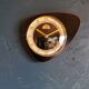 Vintage formica clock silent asymmetrical wall pendulum "FFR Morbier black red"