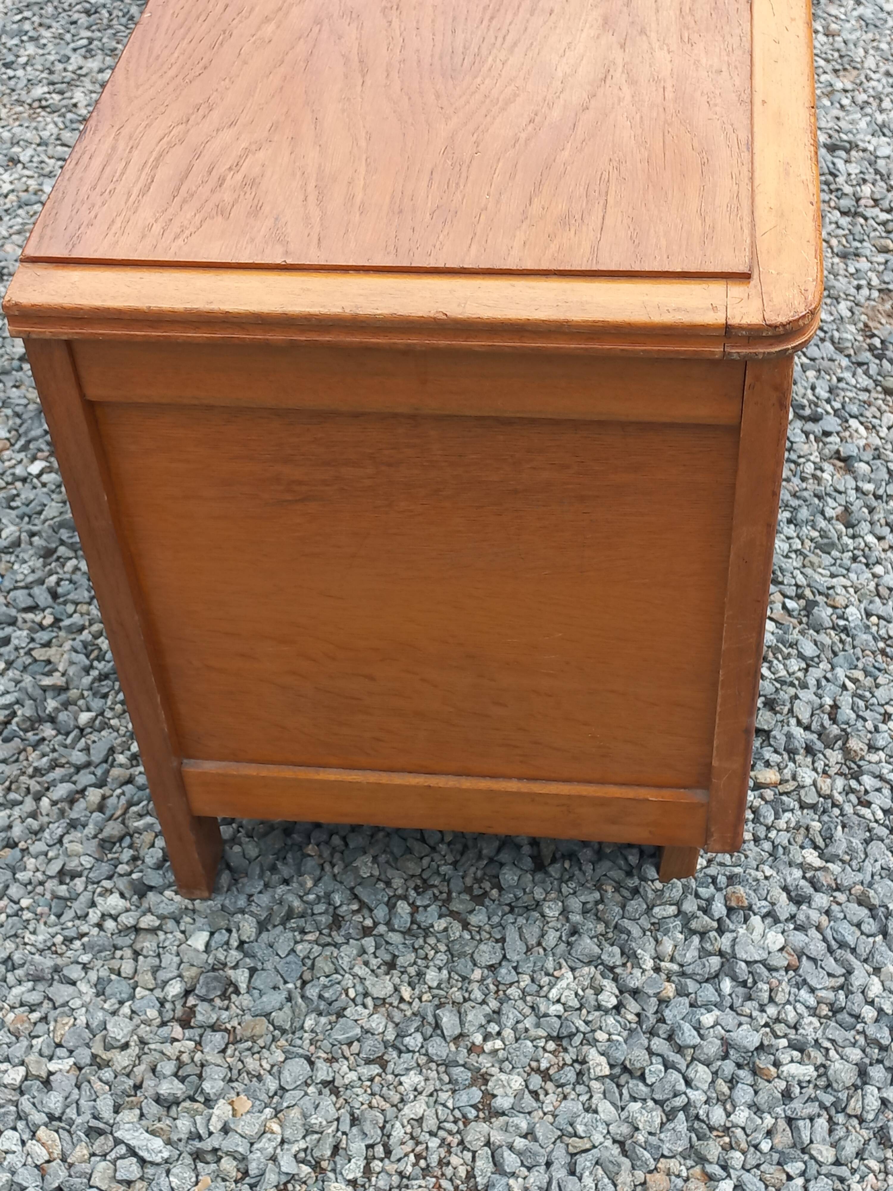 Vintage 1950s oak chest with compass feet