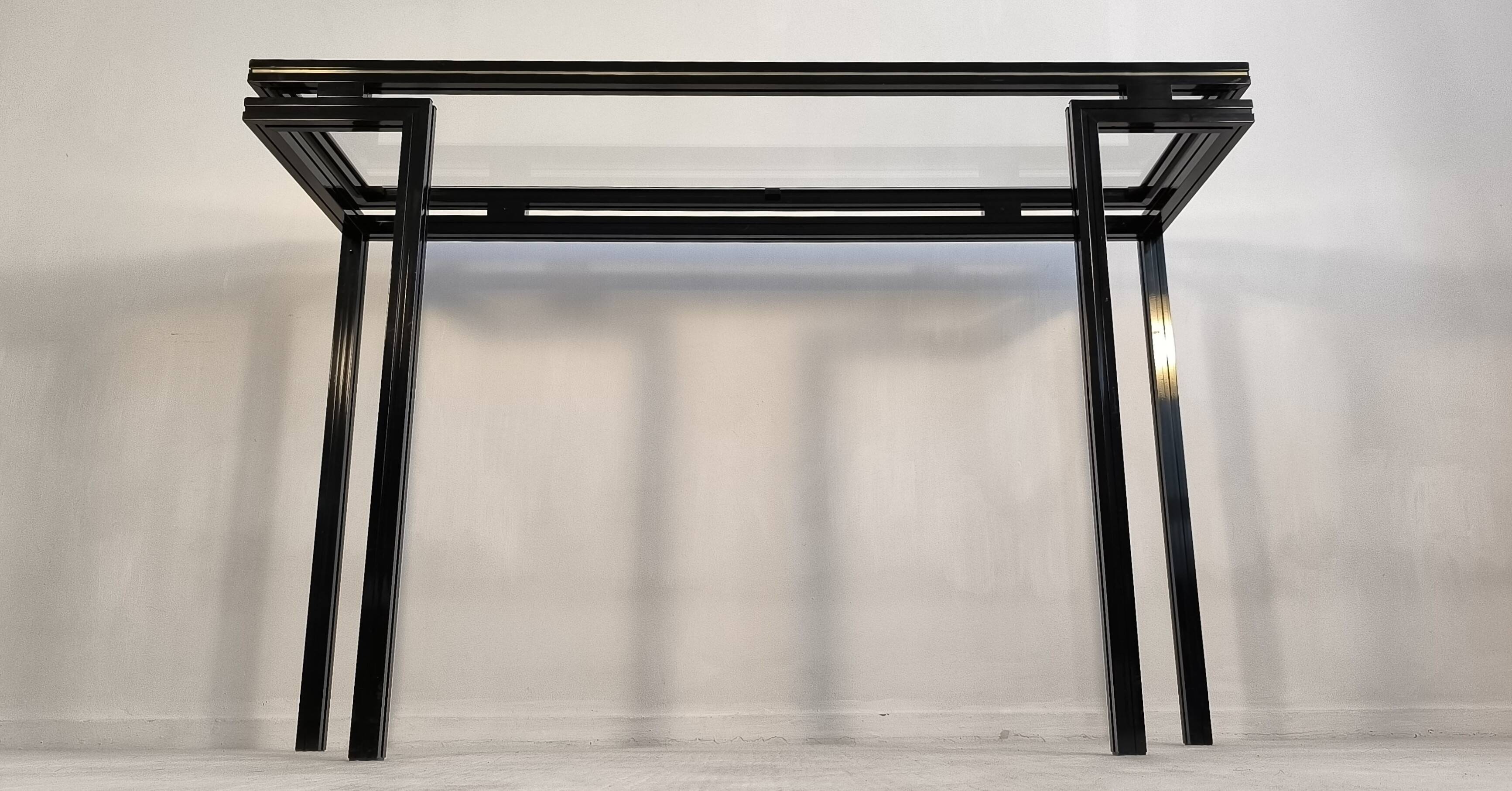 Magnificent console design by Pierre Vandel Paris 1970s black lacquered.