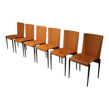 Set of 6 Post Modern Dining Chairs by Cidue Italy 1990s