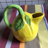 Lemon yellow ceramic pitcher