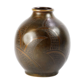 Art deco french dinanderie brass evolution vase by Paul Louis Mergier