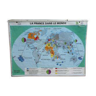 Carte scolaire vintage MDI La France en Europe et dans le monde