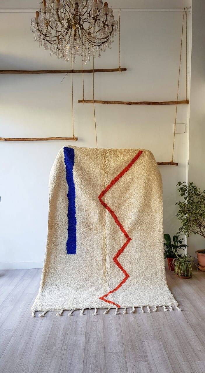 Handmade pure natural wool rug, size 150 x 250 cm