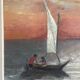 Oil Painting Canvas Sunset Boat Sea Sailboat Frame 62x