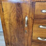 Wooden sideboard with large mirror and handles, 1940s