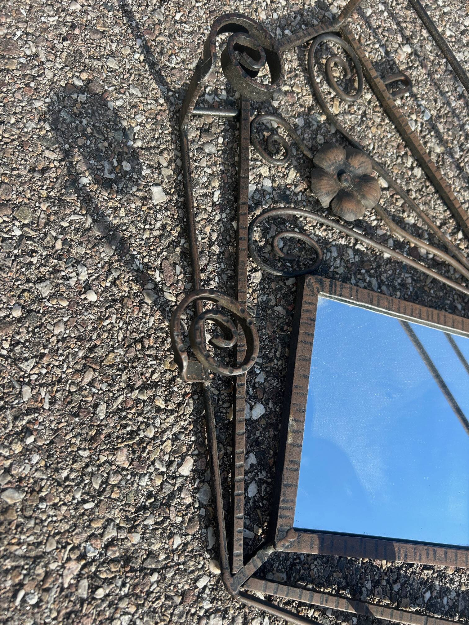 art deco wrought iron wall mirror