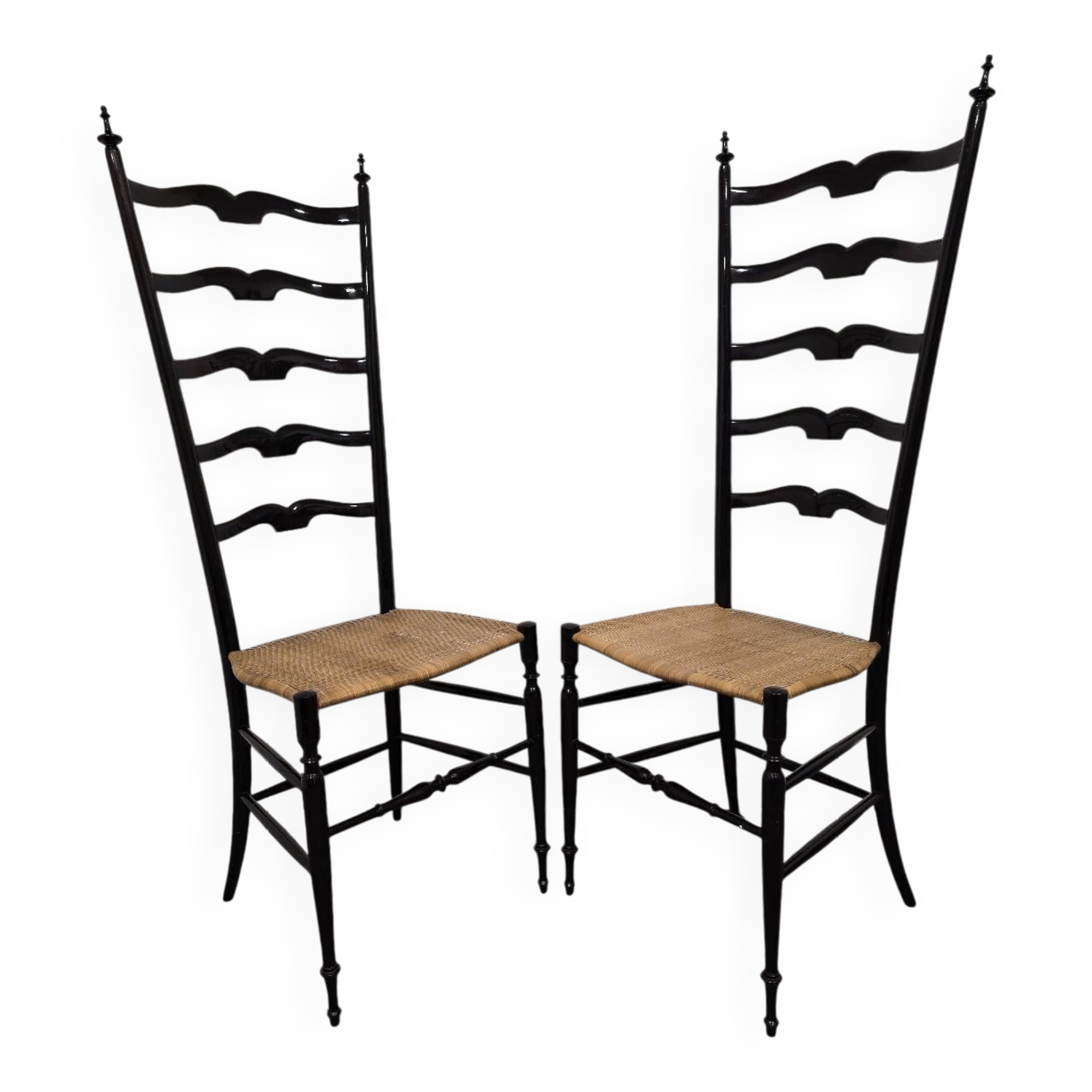 Chaises échelle Paolo Buffa pour Chiavari, Italie années 1950