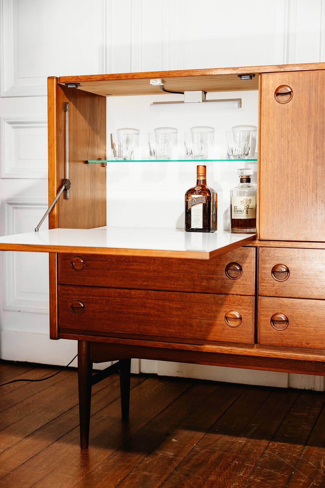Scandinavian teak cabinet bar with integrated secretary, 1960s.