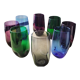 Set of 8 glasses cups high shape blown glass in different colors vintage