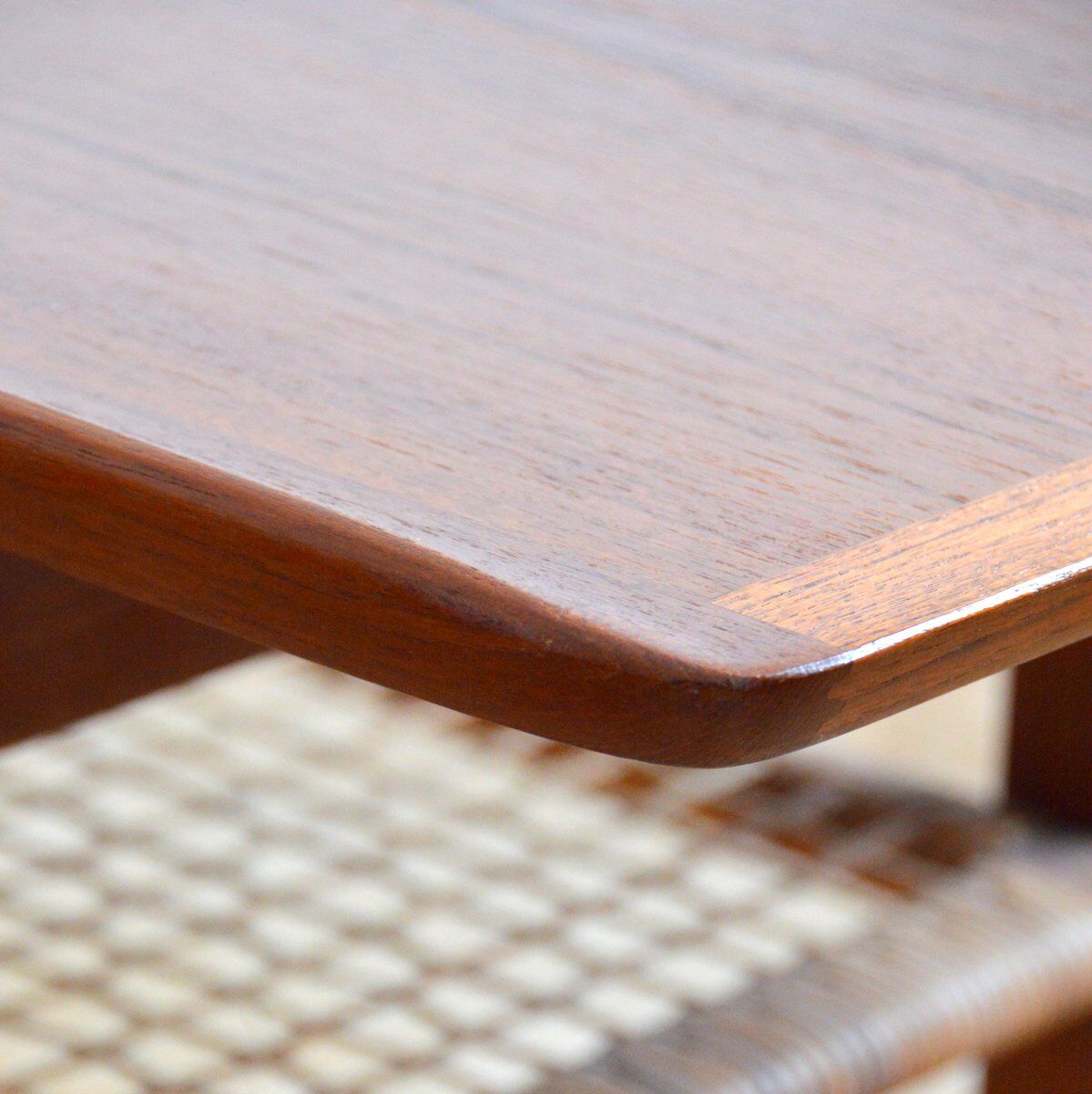 Coffee table double top Danish design teak and rattan 1960