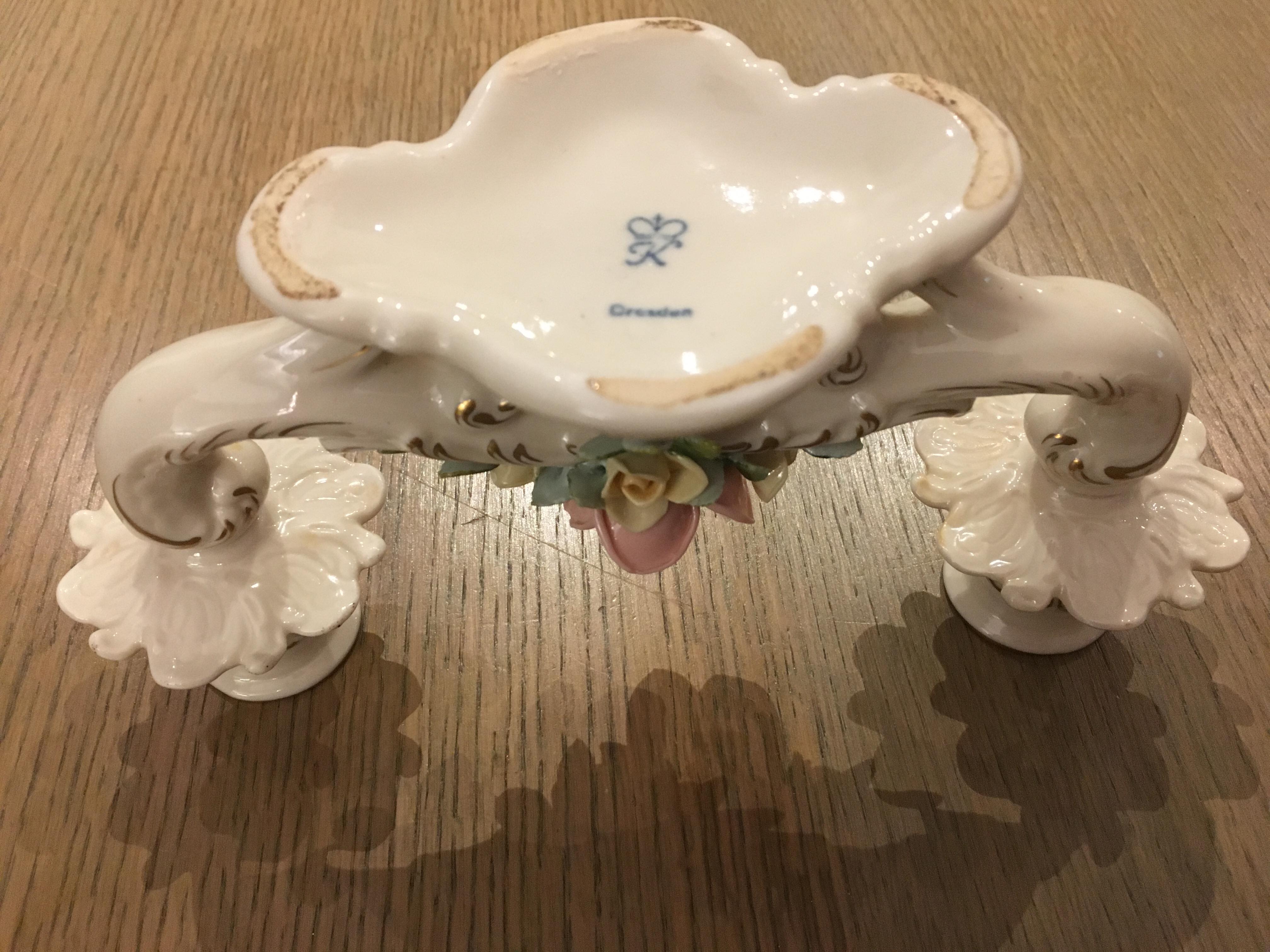 Ancient candlestick two porcelain branch