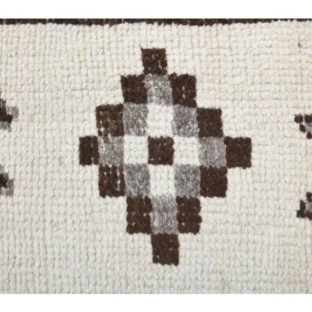 1970s Vintage Turkish Hand-Knotted Wool Cotton White Runner Rug 90X310