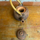 Antique terracotta teapot + bamboo handle, vintage japanese style
