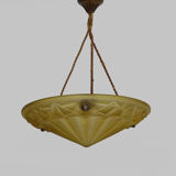 Ancien suspension vasque Art Déco 1 Feu, en pâte de verre jaune