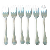 6 anciennes fourchettes couverts à huîtres métal argenté orfèvrerie Apollo