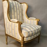 Louis xvi style winged bergère in golden wood