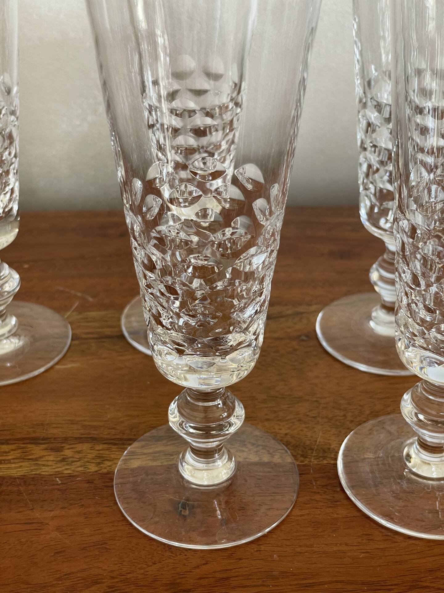 6 crystal champagne flutes